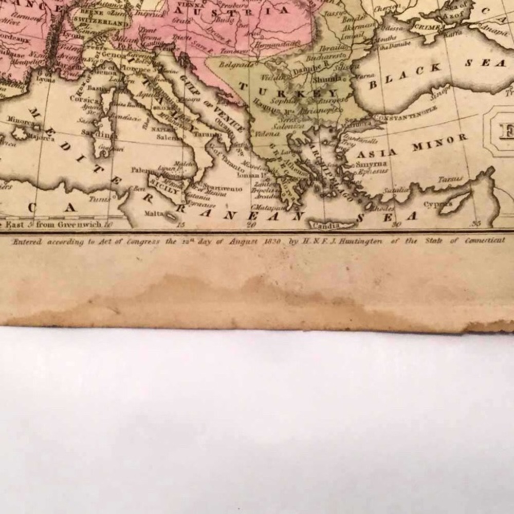 Antique Original Hand Colored Map - 1830 - Europe - Engraving - Picture 3 of 7